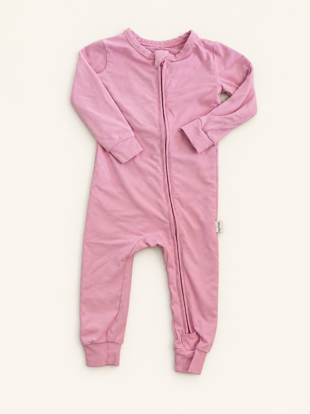 Long-Sleeve Pink Zip Front One-Piece Bodysuit for Kids